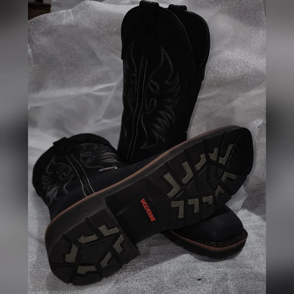Wolvarine Black Western Cowboy Work Boots - Picture 2 of 3